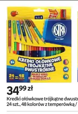Empik Kredki ołówkowe trójkątne dwustronne 24 szt. 48 kolorów z temperówką Astra oferta