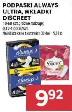 Stokrotka Market Podpaski Always Ultra, wkładki Discreet oferta