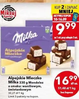 Alpejskie Mleczko Milka o smaku: waniliowym, śmietankowym