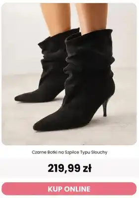 Czarne botki na szpilce typu slouchy Renee