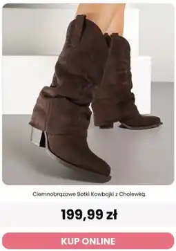 Renee Ciemnobrązowe botki kowbojki z cholewką Renee oferta
