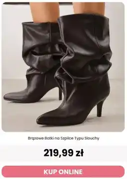 Renee Brązowe botki na szpilce typu slouchy Reneé oferta