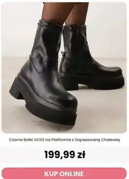 Renee Czarne botki Vices na platformie z dopasowaną cholewką oferta