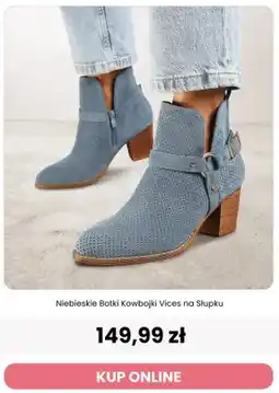 Renee Niebieskie botki kowbojki Vices na słupku oferta