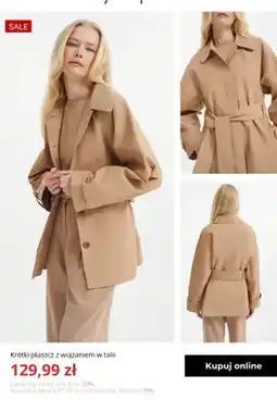 Greenpoint Krótki płaszcz z wiązaniem w talii Greenpoint oferta