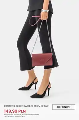 Ryłko Bordowa kopertówka ze skóry licowej Ryłko oferta
