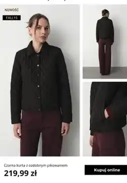 Greenpoint Czarna kurta z ozdobnym pikowaniem Greenpoint oferta