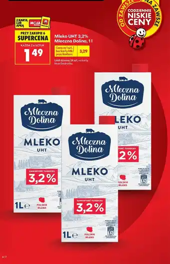 Biedronka Mleko UHT 3,2% Mleczna Dolina oferta