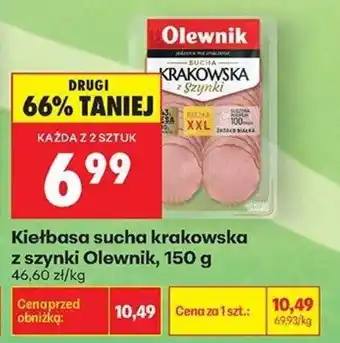 Biedronka Kiełbasa sucha krakowska z szynki Olewnik oferta
