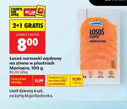 Biedronka Łosoś norweski wędzony na zimno w plastrach Marinero oferta
