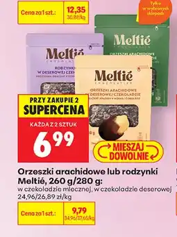 Biedronka Orzeszki arachidowe w czekoladzie deserowej Meltié oferta