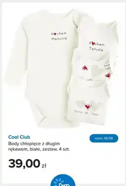 Smyk Body chłopięce z długim rękawem białe 4-pak Cool Club oferta