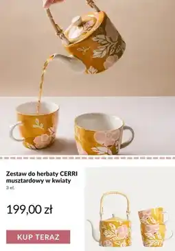 Homla Zestaw do herbaty Cerri musztardowy w kwiaty 3 el oferta