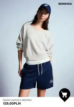 Bershka Sweter oversize z dekoltem Bershka oferta