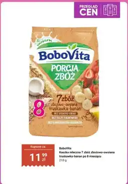Biedronka Kaszka mleczna BoboVita Porcja Zbóż 7 zbóż zbożowo-owsiana truskawka-banan po 8 miesiącu oferta