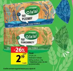 Intermarche Tost Olala! wybrane rodzaje oferta