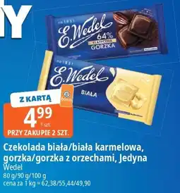 E.Leclerc Czekolada biała/biała karmelowa, gorzka/gorzka z orzechami, Jedyna Wedel oferta
