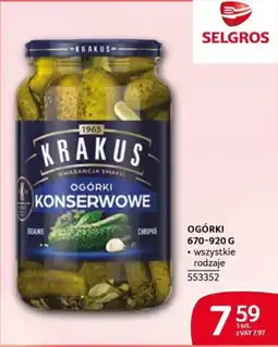 Selgros Ogórki Konserwowe Krakus oferta