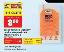 Biedronka Łosoś norweski wędzony na zimno w plastrach Marinero , 100 g oferta