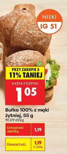 Biedronka Bułka 100 % z mąki żytniej 55 g oferta