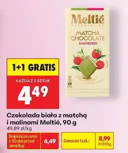 Biedronka Czekolada biała z matchą i malinami Meltié, 90 g oferta