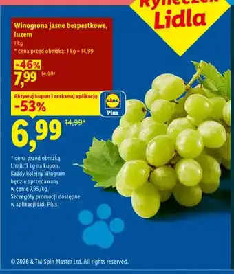 Lidl Winogrona jasne bezpestkowe luzem Ryneczek Lidla oferta