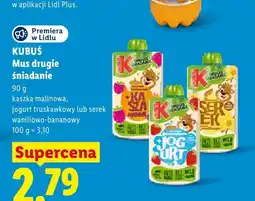 Lidl Mus Kubuś Drugie śniadanie kaszka malinowa oferta