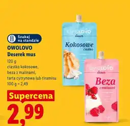 Lidl Deserek mus Owolovo Ciastko kokosowe oferta