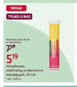Rossmann Elektrolity w tabletkach musujących Altapharma oferta