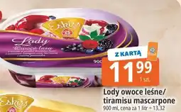 E.Leclerc Lody owoce leśne/ tiramisu mascarpone oferta