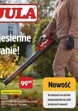 Jula Meec Tools Akumulatorowa dmuchawa do liści 18 V 150 km/h 7 m³/min oferta