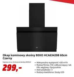Media Markt Okap kominowy skośny Beko HCA63420B 60 cm czarny oferta