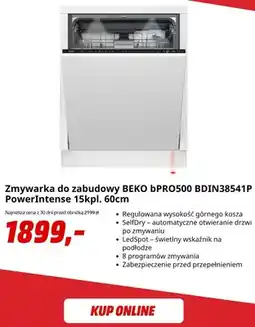 Media Markt Zmywarka do zabudowy Beko bPRO500 BDIN38541P PowerIntense 15kpl. 60 cm oferta