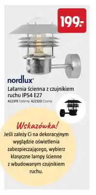 Jula Latarnia ścienna z czujnikiem ruchu IP54 E27 Nordlux oferta