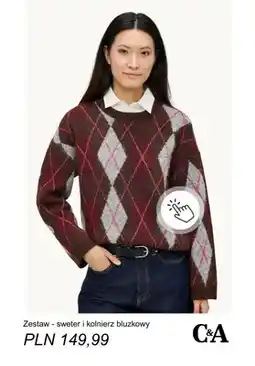 C&A Zestaw sweter i kołnierz bluzkowy C & A oferta