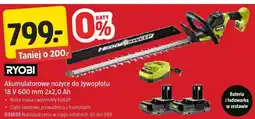Jula Akumulatorowe nożyce do żywopłotu Ryobi 18 V 600 mm 2x2,0 Ah oferta