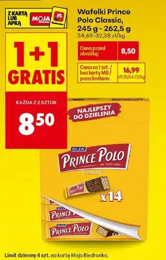 Biedronka Wafelki Prince Polo Classic oferta