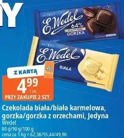 E.Leclerc Czekolada biała/biała karmelowa, gorzka/gorzka z orzechami, Jedyna Wedel oferta