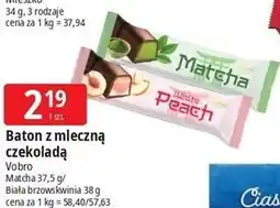 E.Leclerc Baton z mleczną czekoladą Vobro Matcha / White Peach oferta