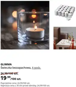 IKEA IKEA GLIMMA Świeczka bezzapachowa, 4 godz oferta