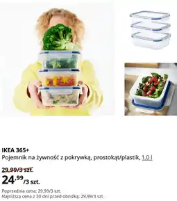 IKEA IKEA 365+ Pojemnik na żywność z pokrywką, prostokąt/plastik, 1.0 l oferta