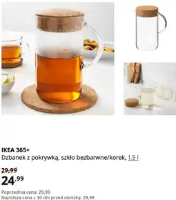 IKEA IKEA 365+ Dzbanek z pokrywką, szkło bezbarwne/korek, 1.5 l oferta