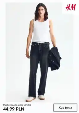 H&M Prążkowana koszulka Slim Fit H & M oferta