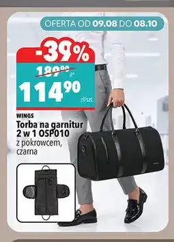 Biedronka Torba na garnitur 2 w 1 OSP010 z pokrowcem czarna Wings oferta