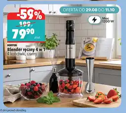 Biedronka Blender ręczny 4 w 1 4 końcówki czarny Hoffen oferta