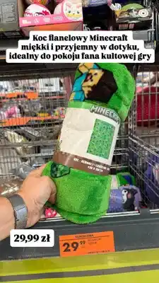 Biedronka Koc flanelowy Minecraft oferta