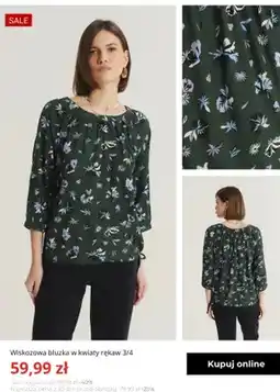 Greenpoint Wiskozowa bluzka w kwiaty rękaw 3/4 Greenpoint oferta