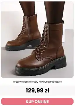Renee Brązowe botki workery na grubej podeszwie Reneé oferta