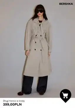 Bershka Długi trencz w kratę Bershka oferta