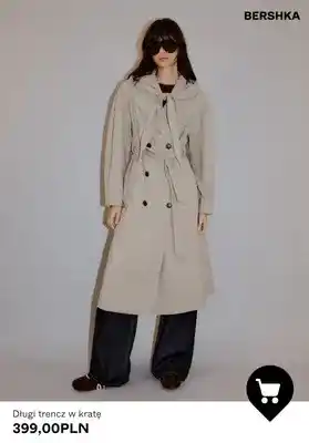 Długi trencz w kratę Bershka